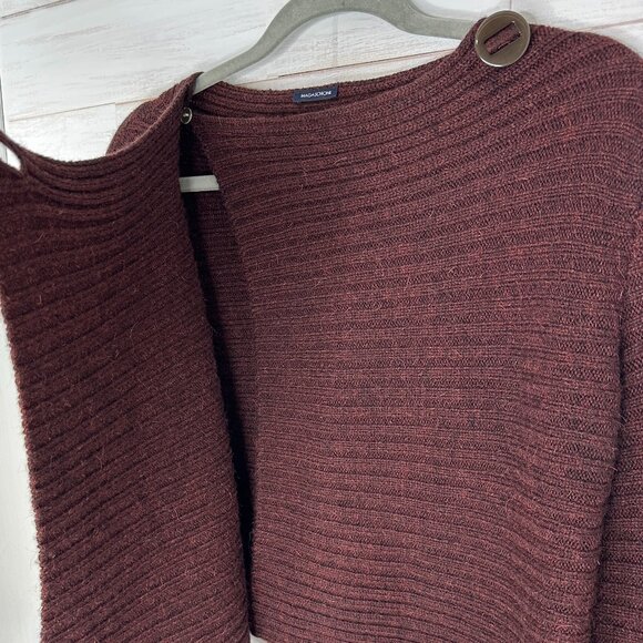 Magaschoni Womens Brown Sweater Wrap Crossover Front Shoulder Button Size Small - Picture 5 of 9